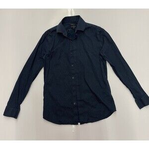 RW & CO MEN’S SLIM FIT Navy and Dots Button Casual Shirt sz Small 15-15 1/2 Neck